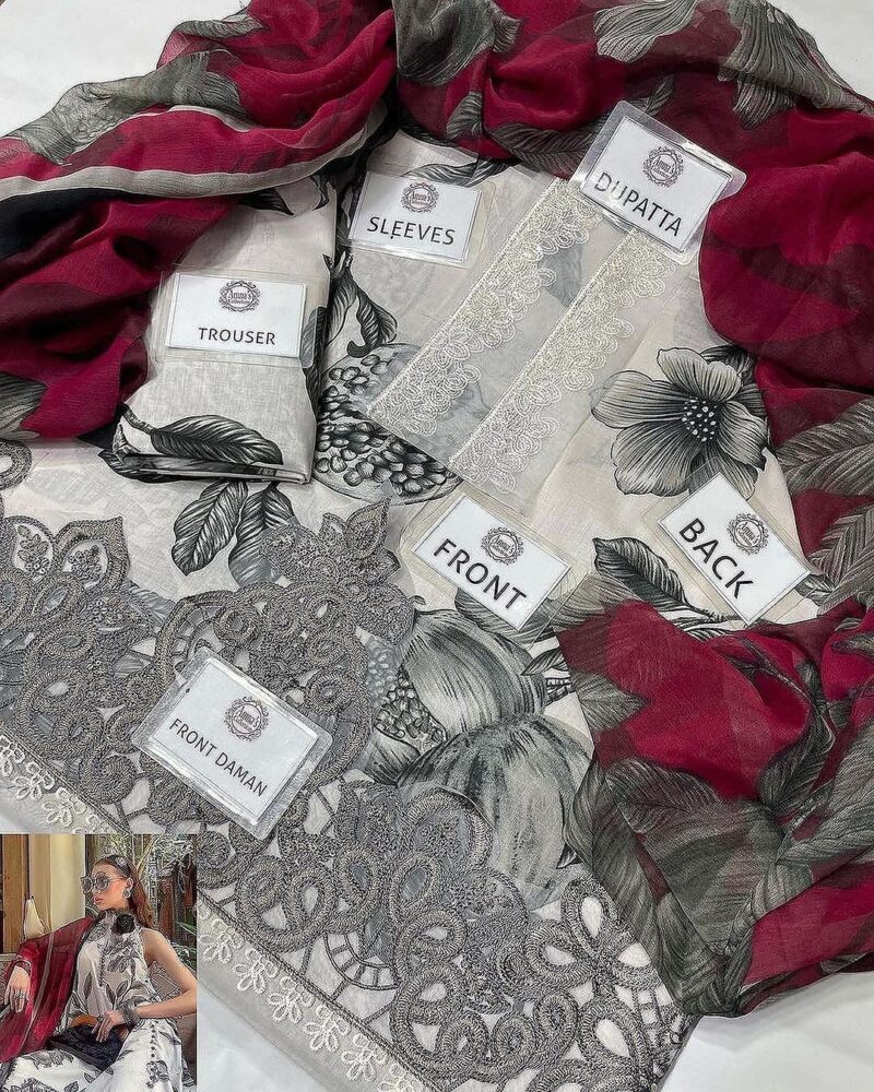 Maria.B M.Prints Unstitched Embroidered Lawn AC-65 - Image 2