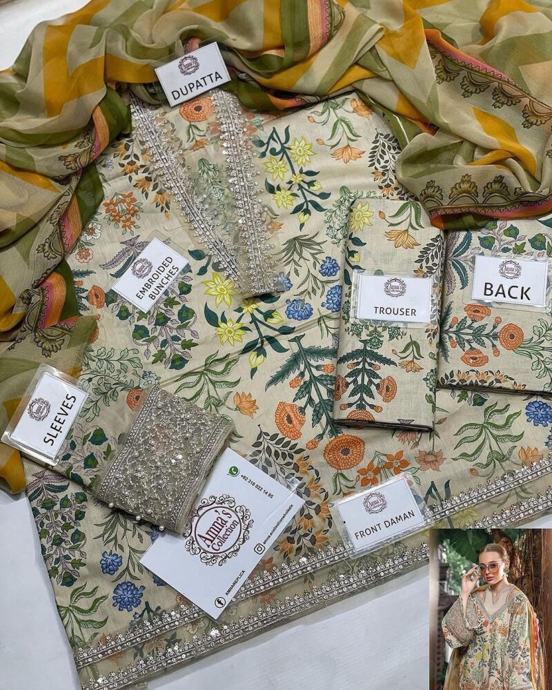 M.PRINTS LAWN COLLECTION  CHIFFON DUPATTA AC-41 - Image 5