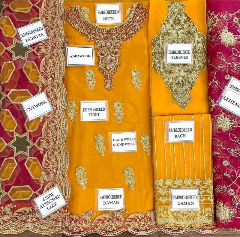 Aangan by Imrozia Unstitched 3 Piece Luxury Wedding Formal Collection AC-43 - Image 3