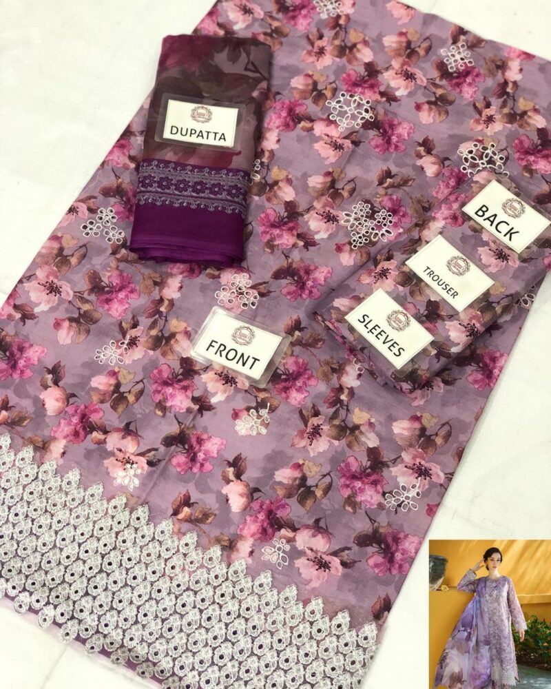 Baroque Pink Lawn Chikankari Luxury AC-113 - Image 2