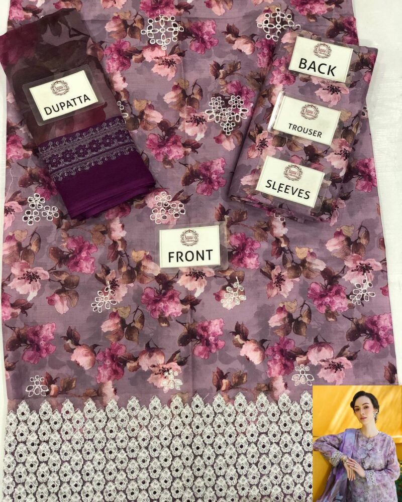 Baroque Pink Lawn Chikankari Luxury AC-113 - Image 3
