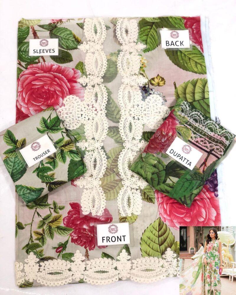 M Basics By Maria B Unstitched 3 Piece Emb Lawn AC-112 - Image 2
