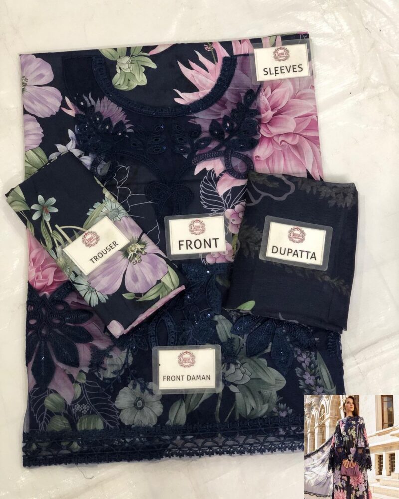 3 Piece Unstitched Printed Cambric Suit AC-127 - Image 4