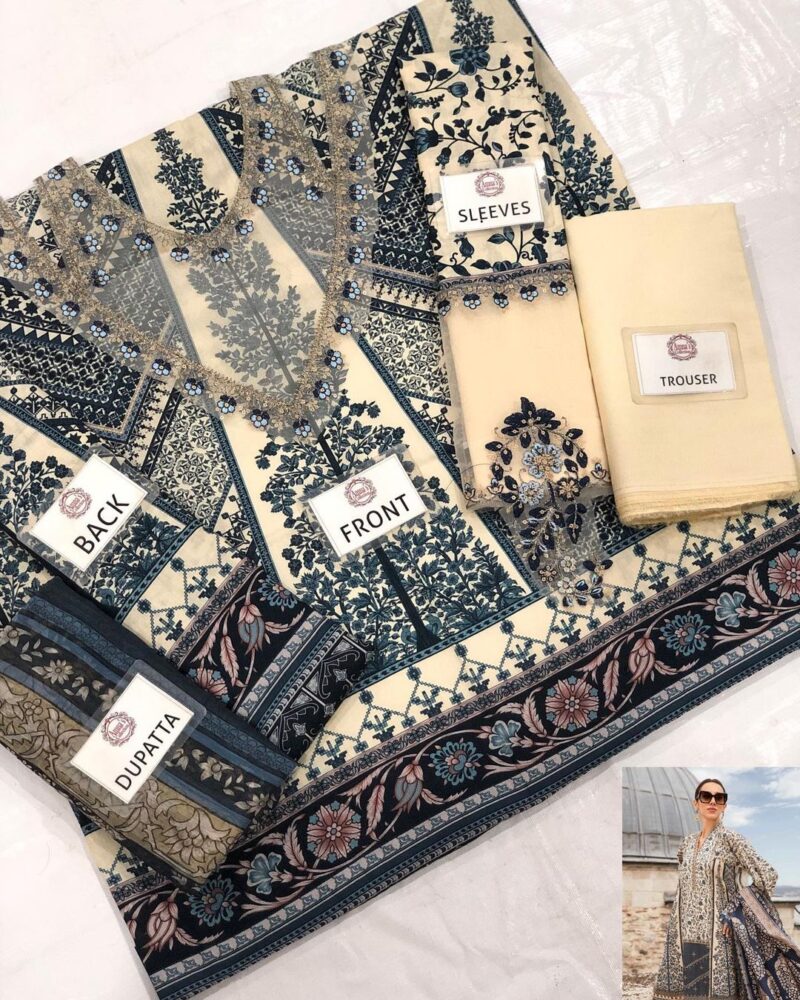 3 Piece Unstitched Printed Cambric Suit AC-131 - Image 3