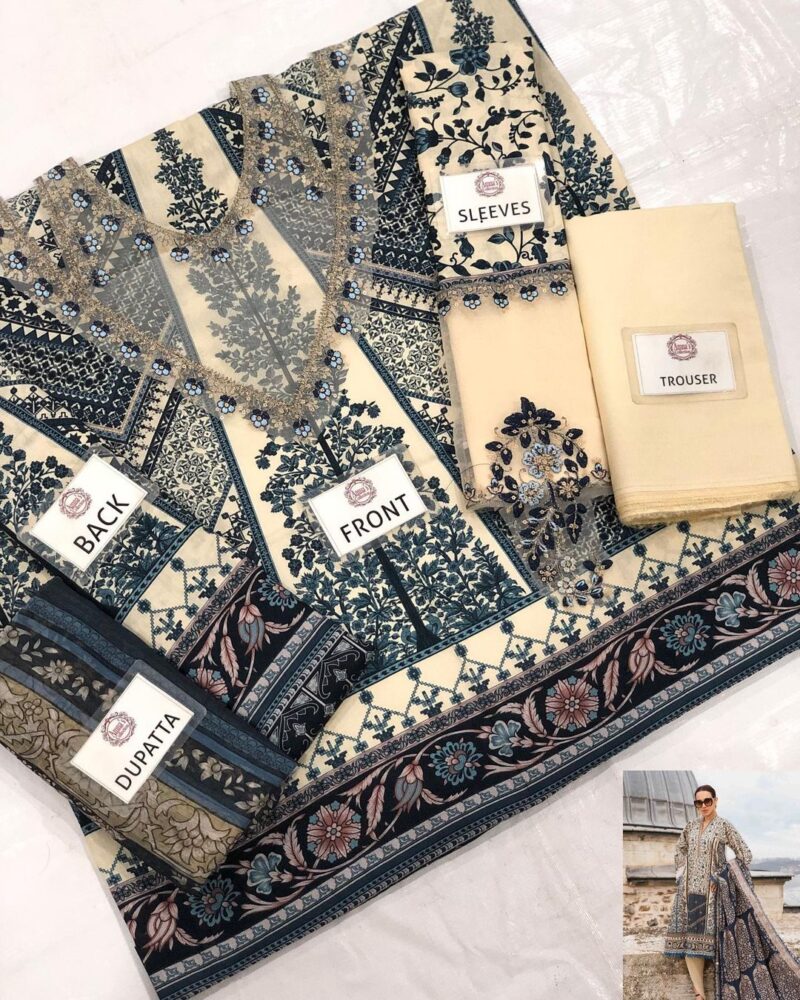 3 Piece Unstitched Printed Cambric Suit AC-131 - Image 4