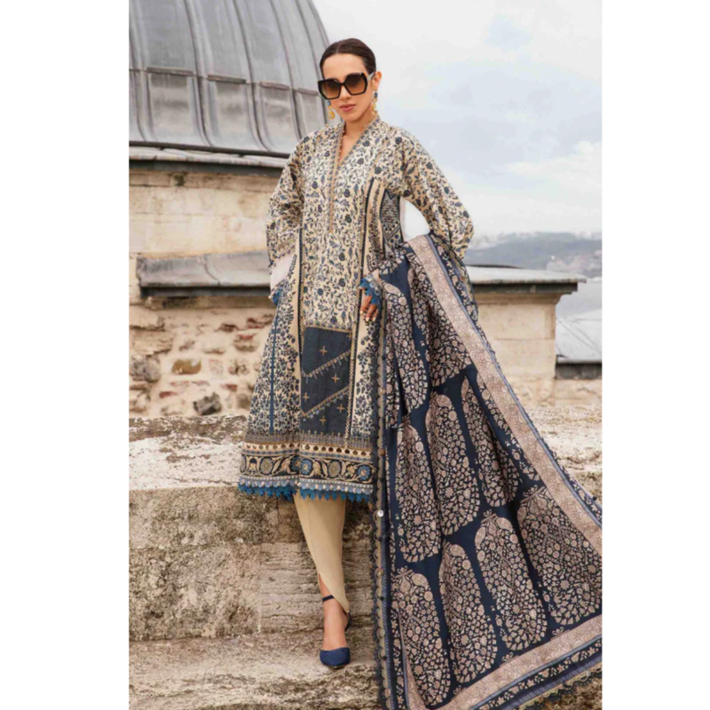 3 Piece Unstitched Printed Cambric Suit AC-131