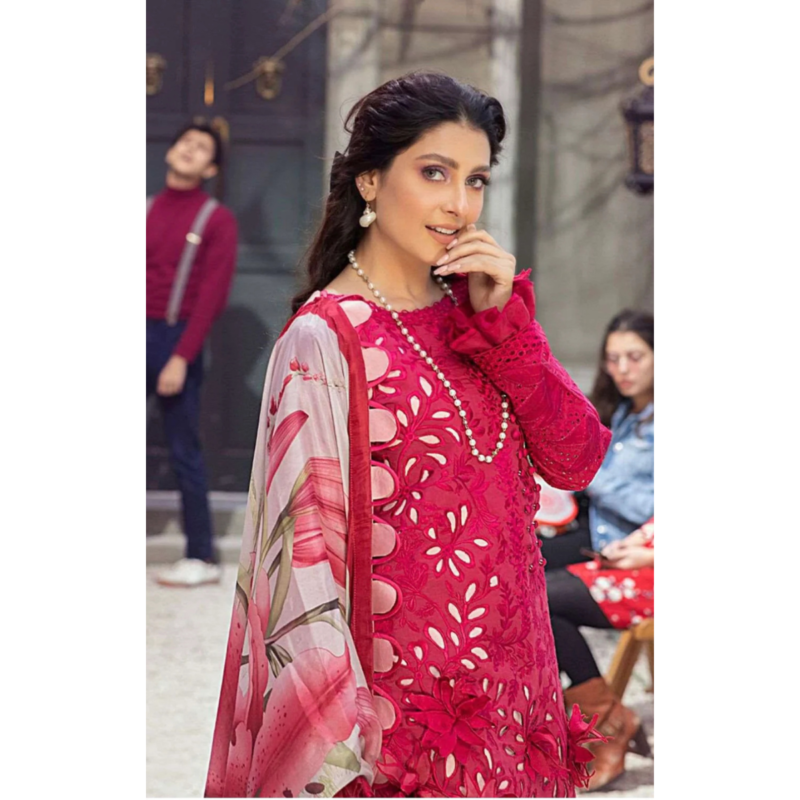 Mushq Pink luxury lawn chikankari AC-212 - Image 4