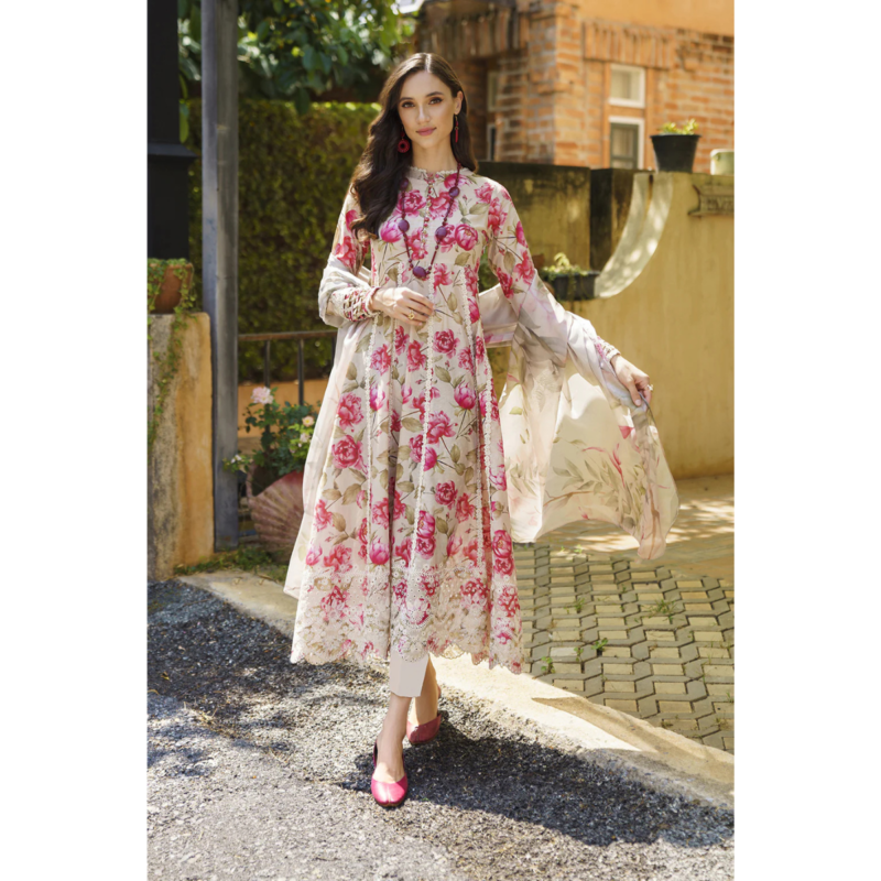 IZNIK LAWN WITH FULL EMBROIDRED WITH CHIFFON DUPATTA AC-216