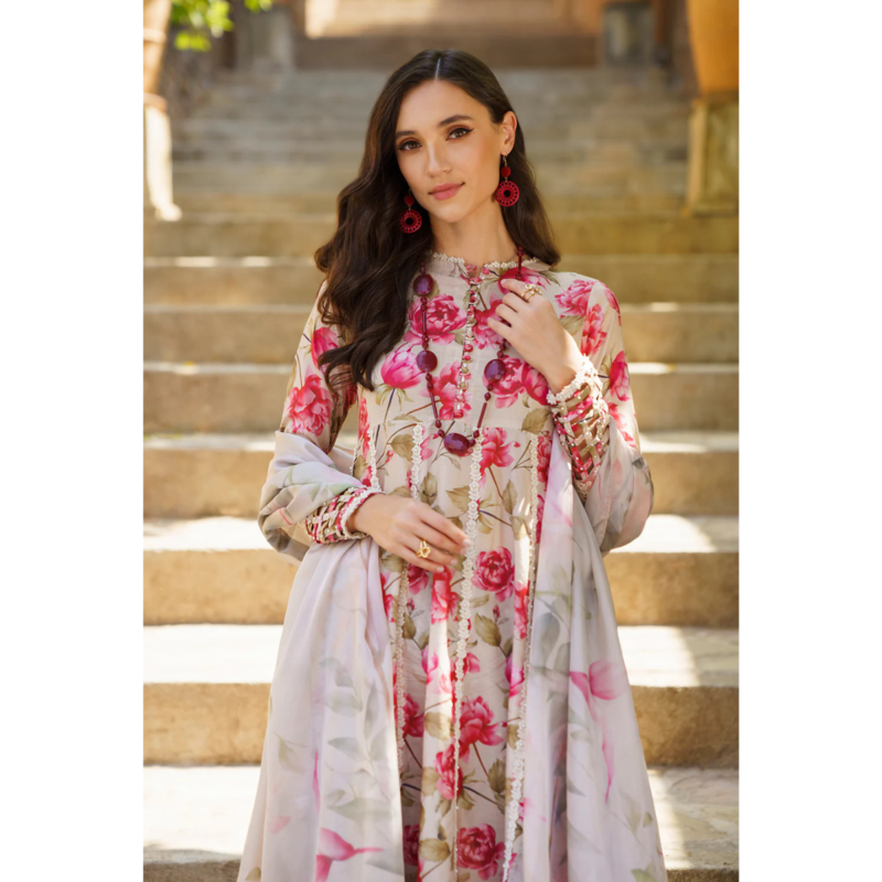 IZNIK LAWN WITH FULL EMBROIDRED WITH CHIFFON DUPATTA AC-216 - Image 3