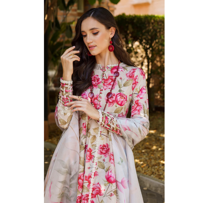 IZNIK LAWN WITH FULL EMBROIDRED WITH CHIFFON DUPATTA AC-216 - Image 2