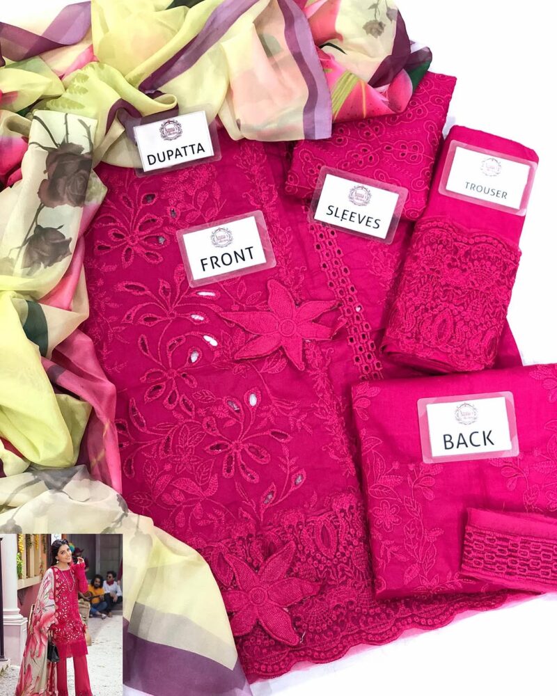 Mushq Pink luxury lawn chikankari AC-212 - Image 5