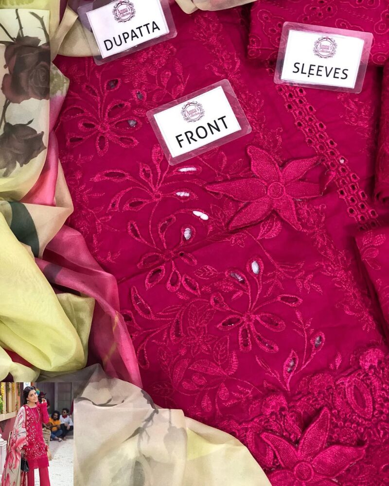 Mushq Pink luxury lawn chikankari AC-212 - Image 8