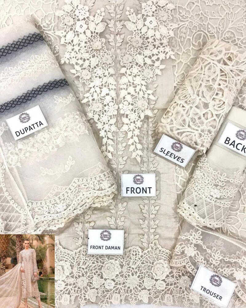 3-PC UNSTICHED LUXURY COTTON CHIFFON SUIT AC-254 - Image 2