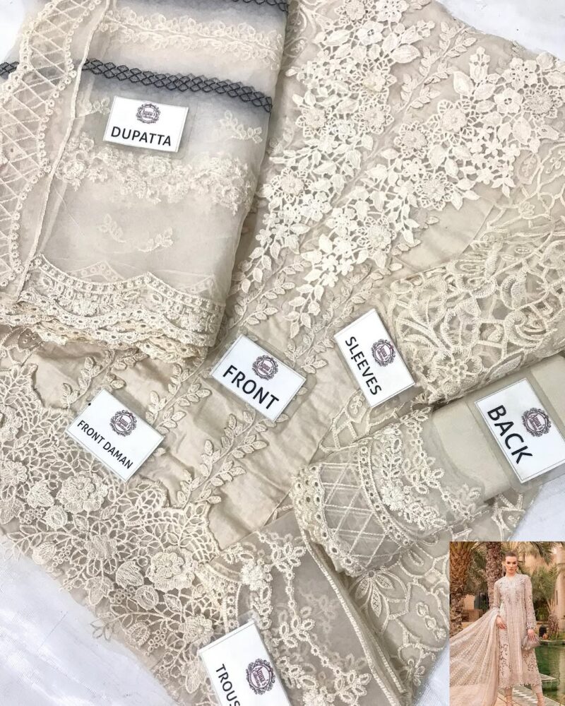 3-PC UNSTICHED LUXURY COTTON CHIFFON SUIT AC-254 - Image 4
