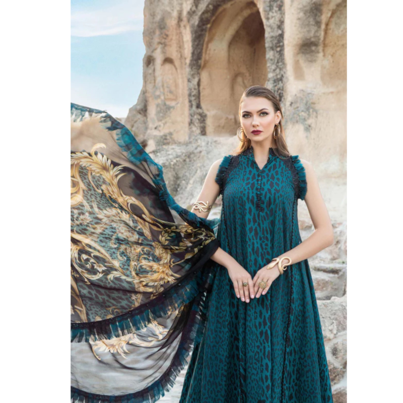 3-PC UNSTICHED Lawn Silk Dupatta AC-265 - Image 4