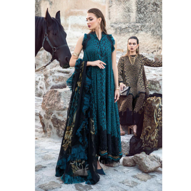 3-PC UNSTICHED Lawn Silk Dupatta AC-265 - Image 3