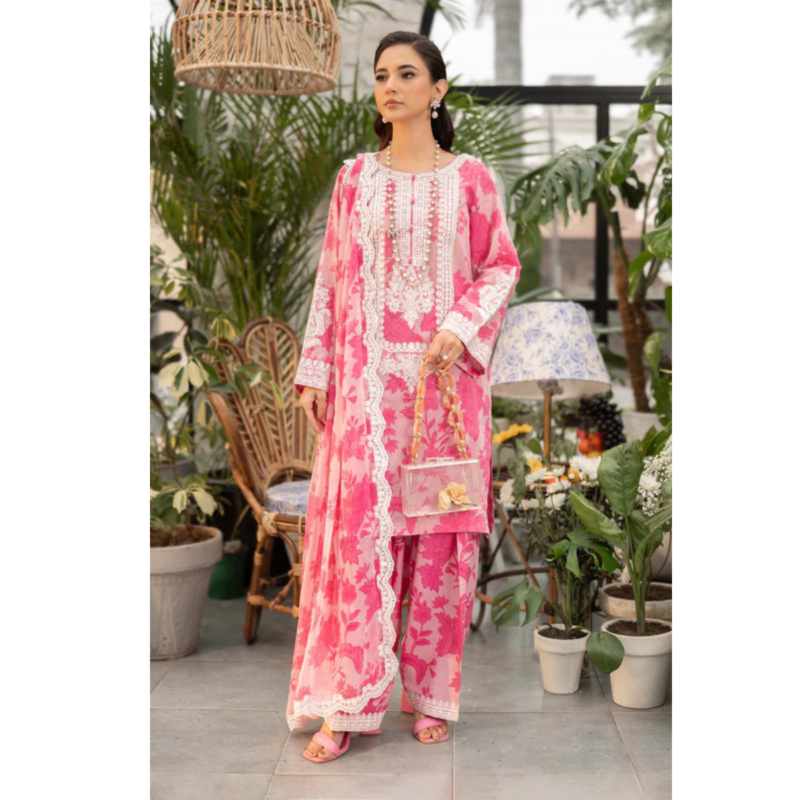 3-PC UNSTICHED Lawn Chiffon Dupatta AC-266