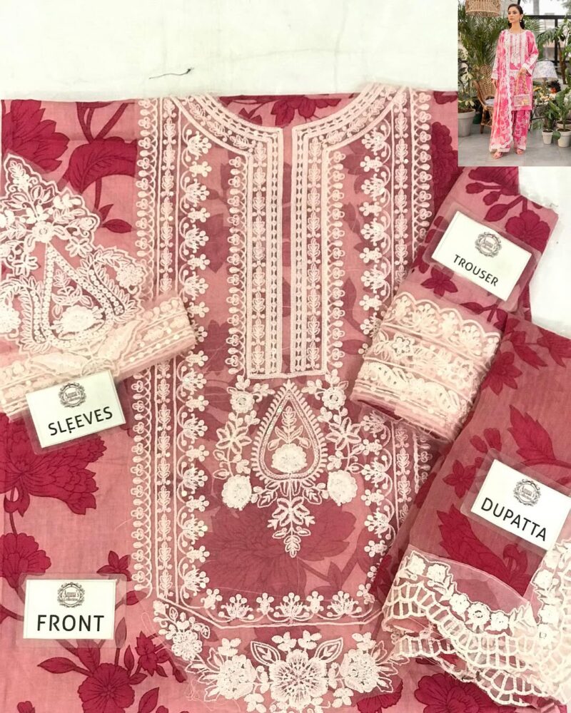 3-PC UNSTICHED Lawn Chiffon Dupatta AC-266 - Image 2