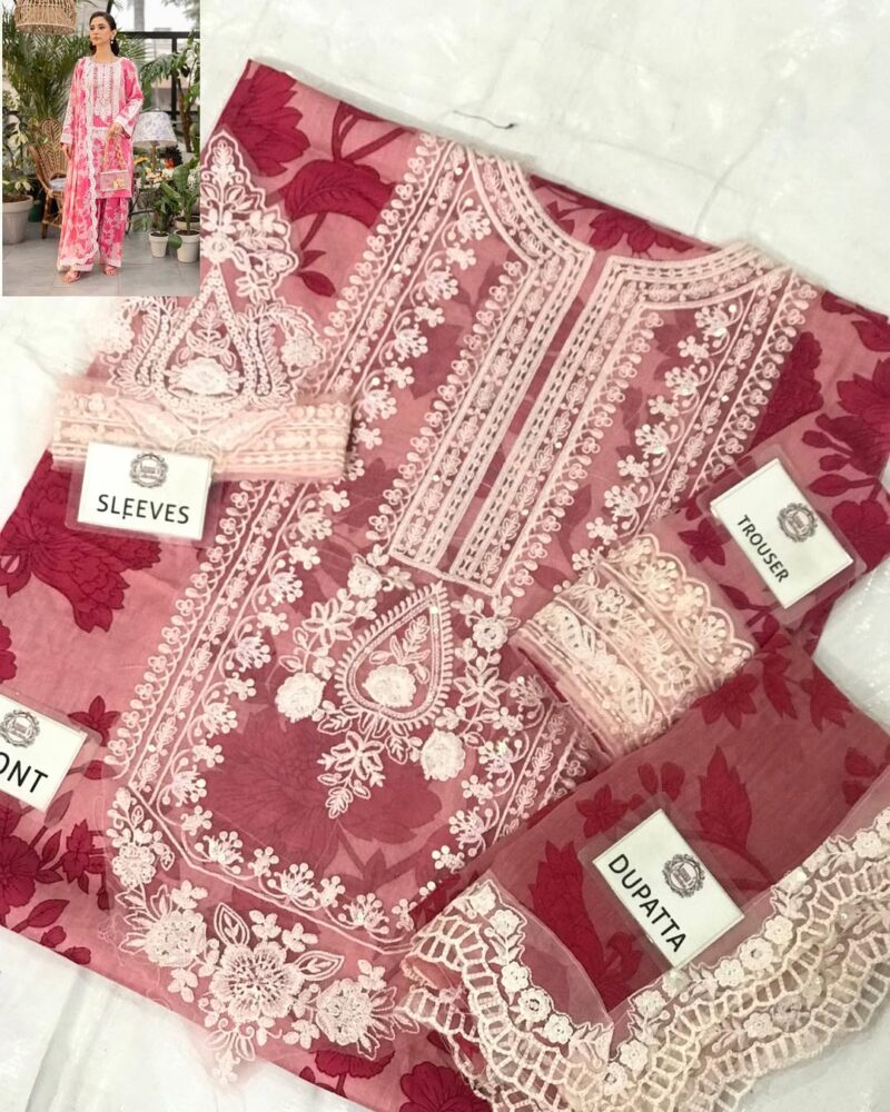 3-PC UNSTICHED Lawn Chiffon Dupatta AC-266 - Image 3