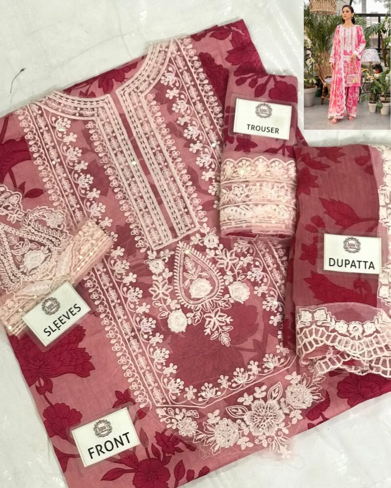 3-PC UNSTICHED Lawn Chiffon Dupatta AC-266 - Image 4