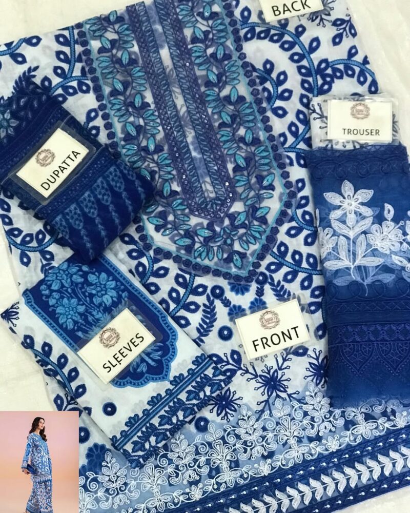 3-PC UNSTICHED Lawn Chiffon Dupatta AC-271 - Image 3