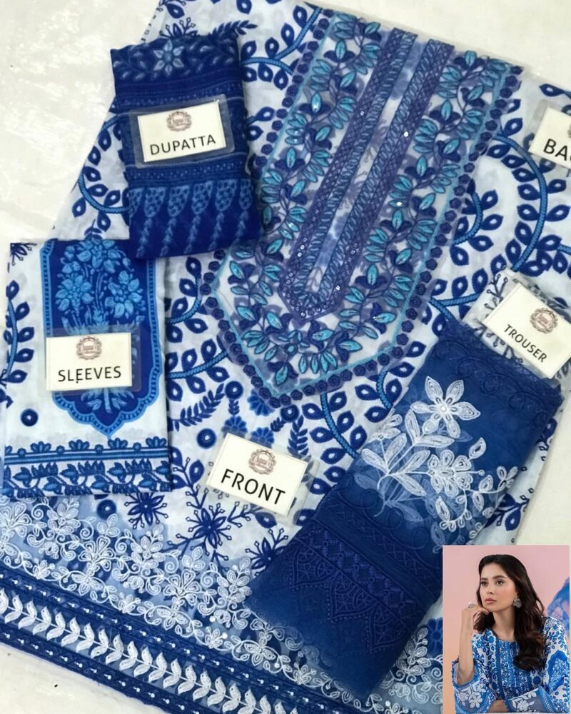 3-PC UNSTICHED Lawn Chiffon Dupatta AC-271 - Image 4