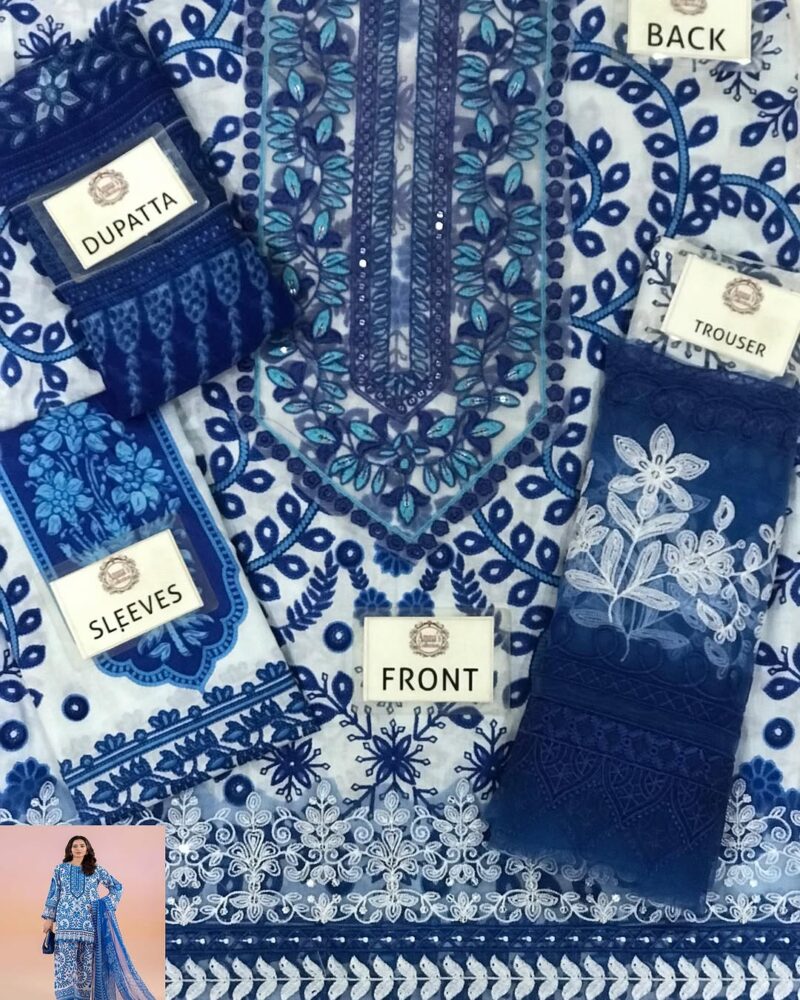 3-PC UNSTICHED Lawn Chiffon Dupatta AC-271 - Image 2