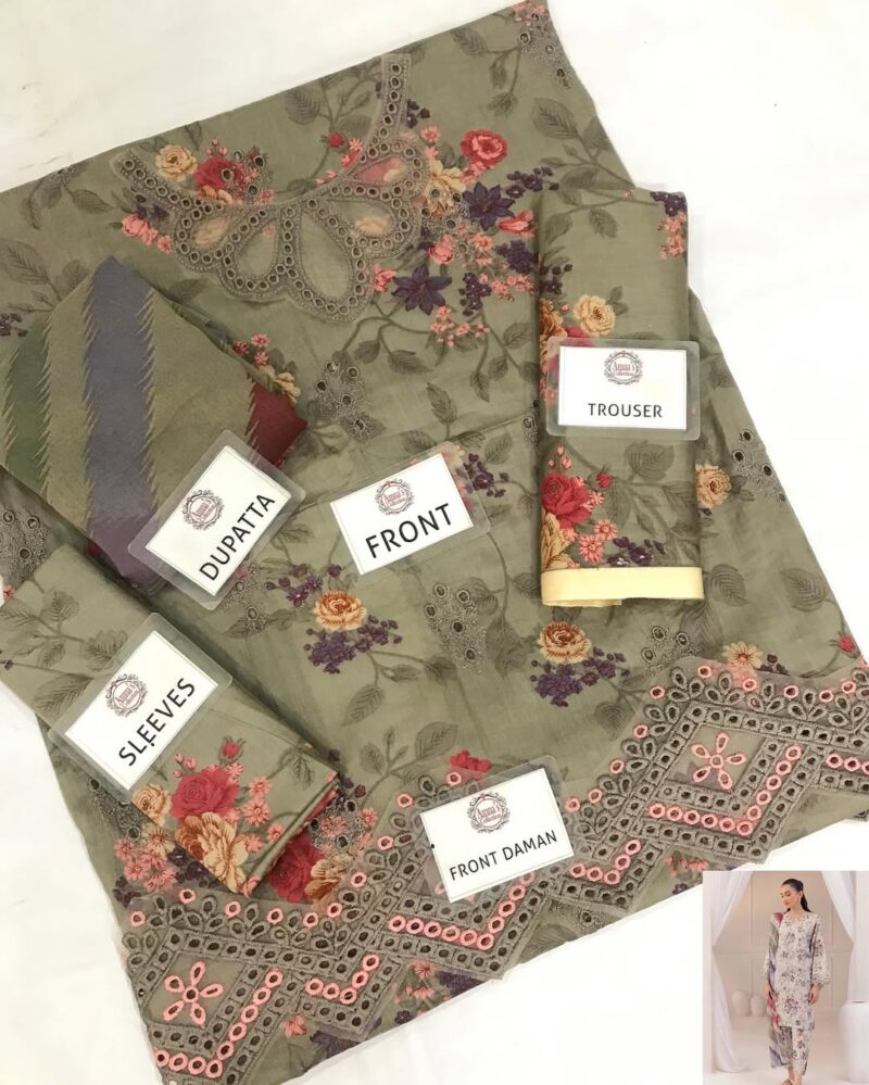3-PC Lawn Suit With Chiffon Dupatta - Image 2