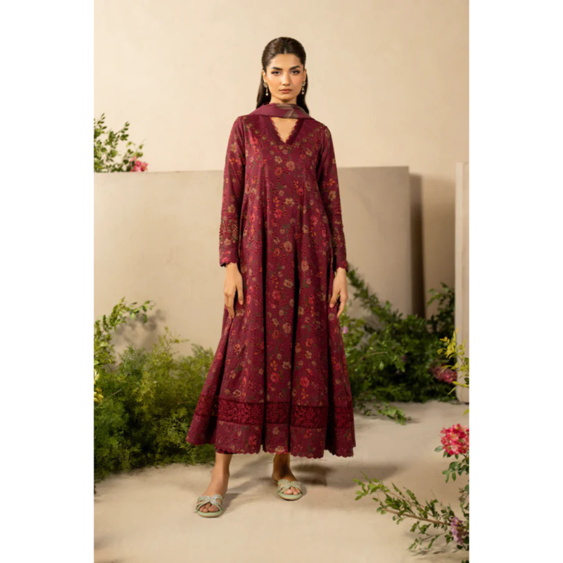 3-PC Unstiched Lawn Suit with chiffon dupatta AC-294