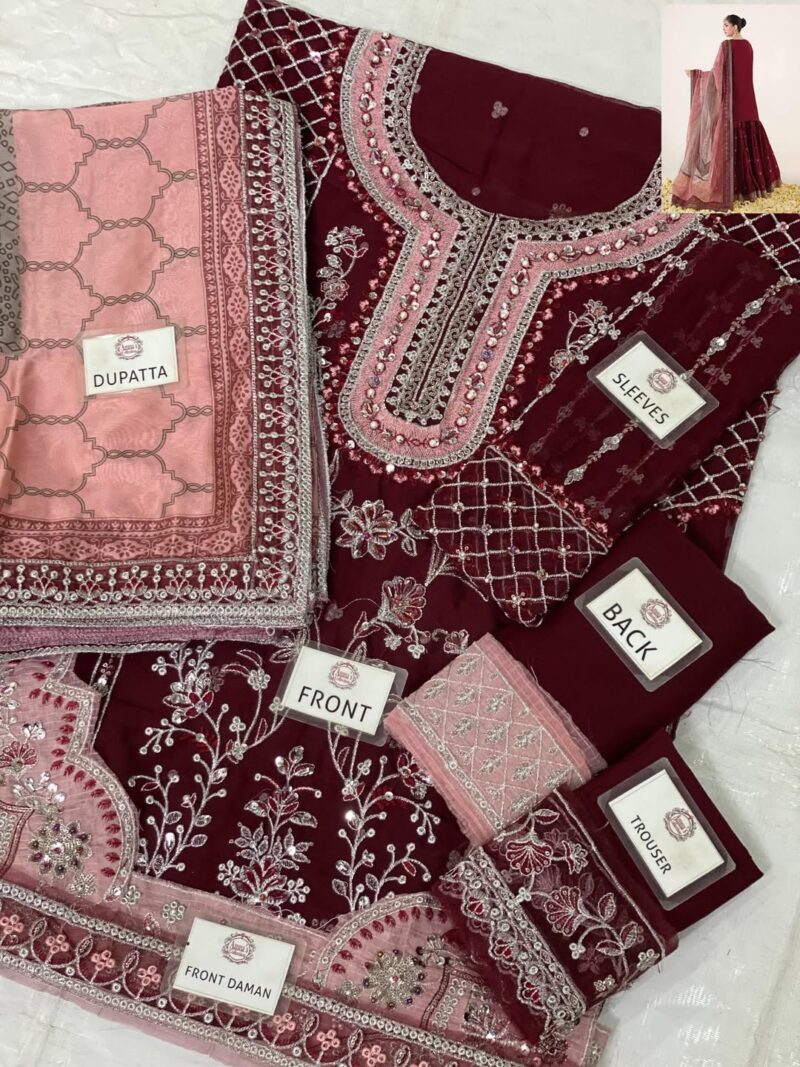 3-PC Gharara Suit On Chiffon AC-302 - Image 3